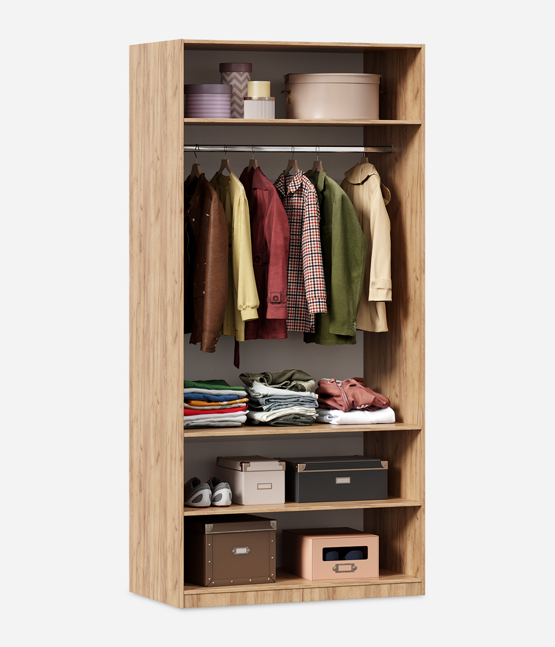 Шкаф двухстворчатый Норд 5 c полками и штангой в стиле лофт - купить в ...